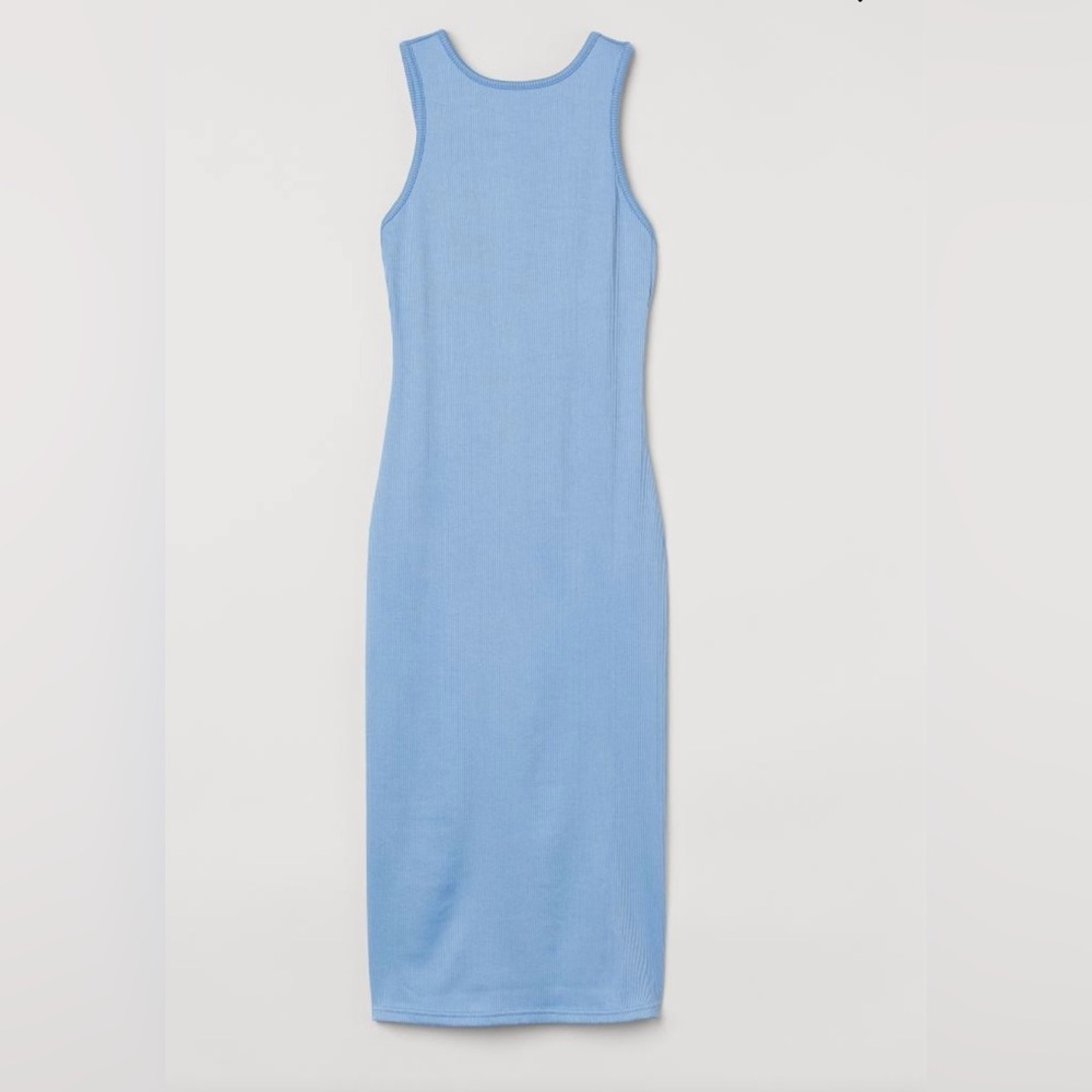 H&M Light Blue Ribbed Dress with Back Split!